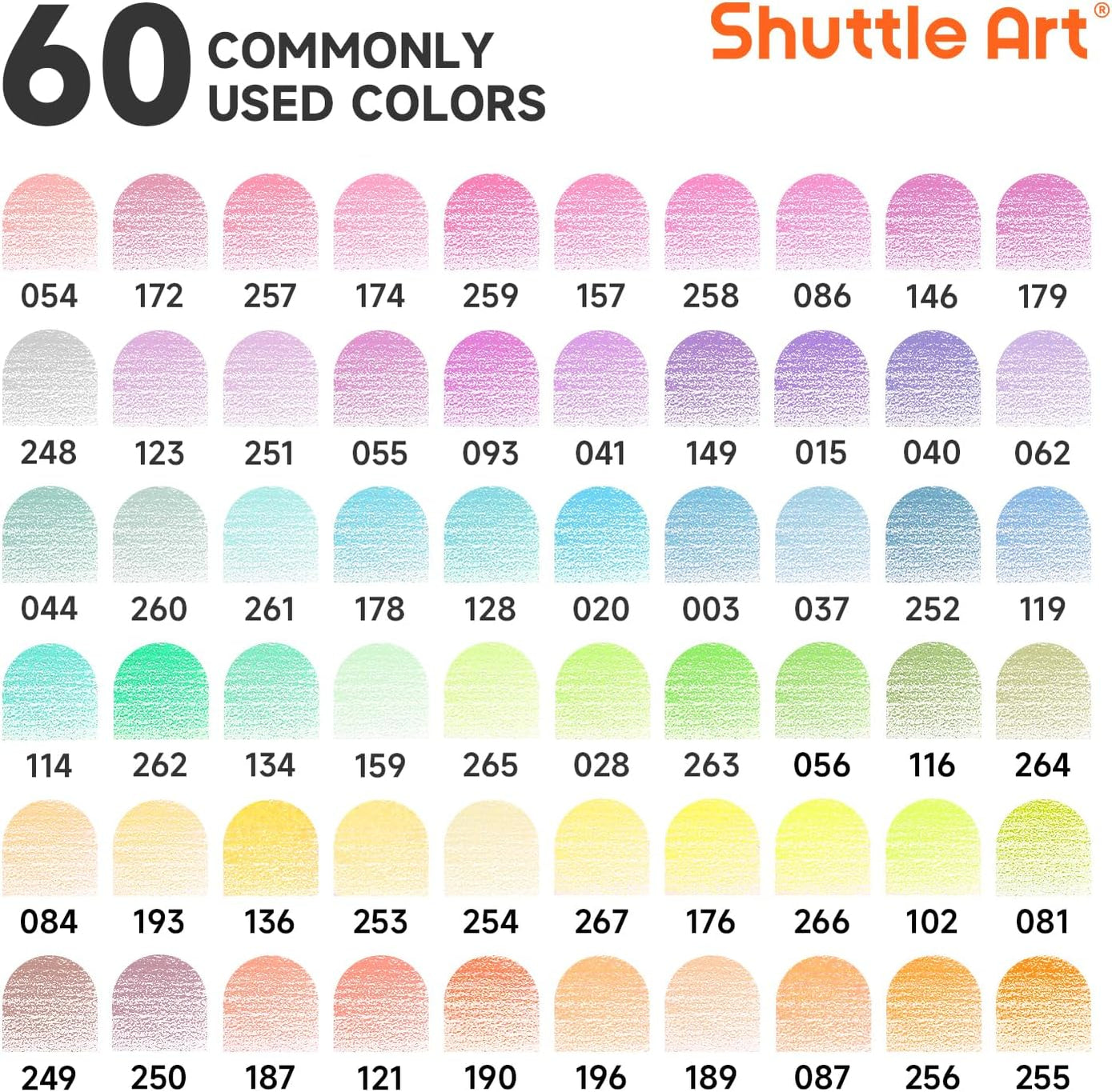 Colored Pencils, Pastel Colors - Set of 60 — Shuttle Art