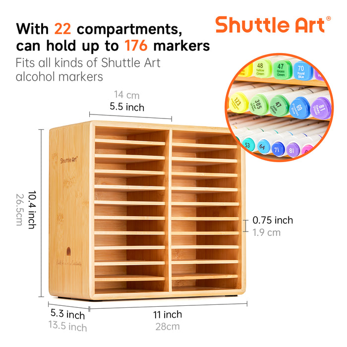 Marker Organizer, Hold 176 Art Markers - Set of 22 Compartments