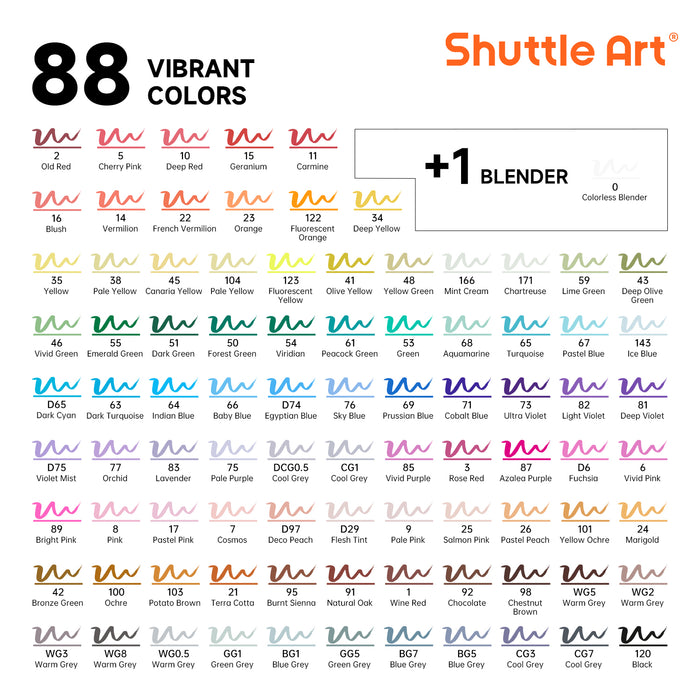 Dual Tip Brush & Fine Tip Art Marker - Set of 89 Colors