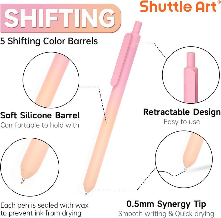 Pastel Shifting Black Ink Gel Pens - Set of 15