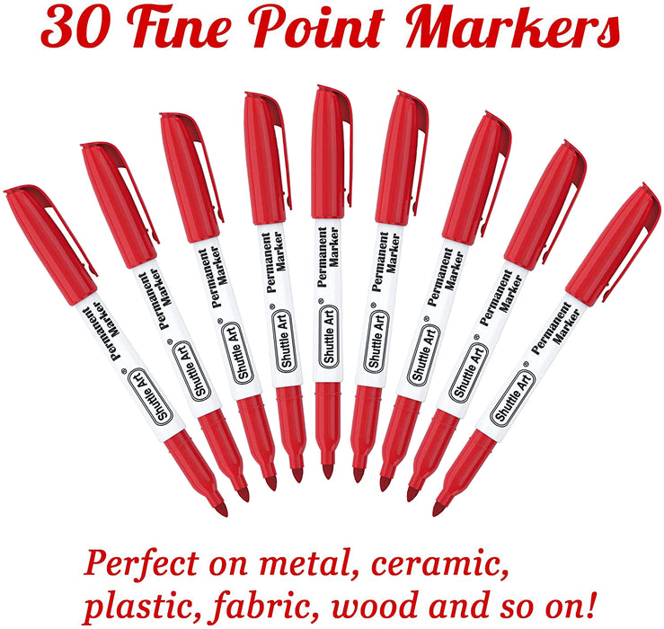 Red Permanent Markers - Set of 30