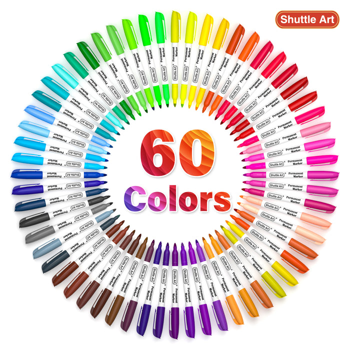 Colored Permanent Markers, Fine Point  - Set of 60
