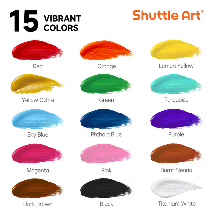 Acrylic Paint Set, 33.8oz/1000ml, Large Capacity Pump Bottles -Set of 15 Colors
