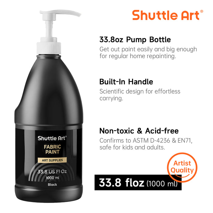Black Fabric Paint - Set of 33.8 oz(1000 ml)