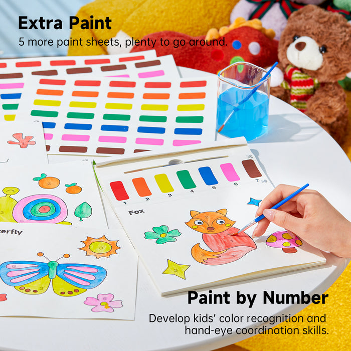 Paint with Water Coloring Book for Kids-25 Animals Themed Pages with 2 Brushes