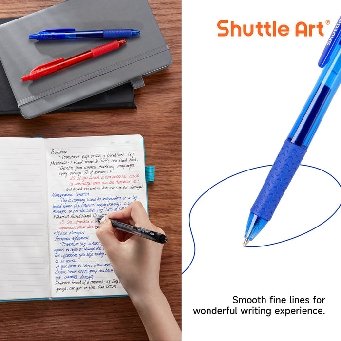 Retractable Gel Pens, 20 Pack 0.7mm Medium Point Rollerball 10 Black 5 Red 5 Blue