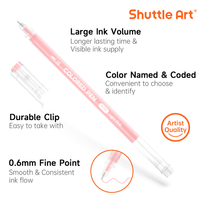 24 Pastel Tone Colored Pens - Set of Cute Journal Pens, 0.6mm Fine Point