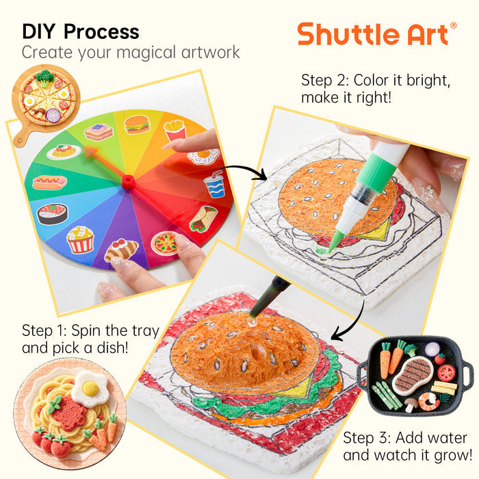 Magic Foam Texture Painting Kit Food Series - Set of 104 Pcs, 34 Food Foam Pieces