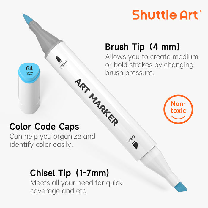 Dual Tip Brush & Chisel Tip Art Marker - Set of 89 Colors