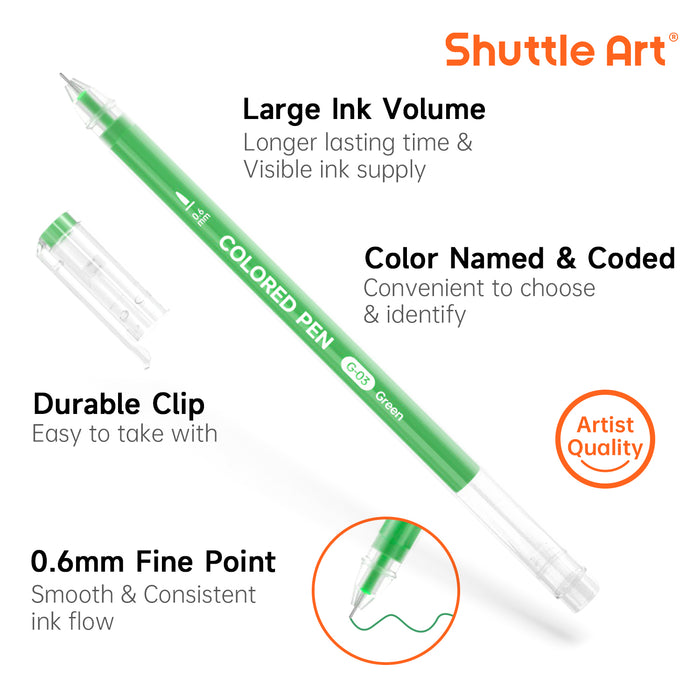 24 Blue & Green Tone Colored Pens- Set of Journal Pens, 0.6mm Fine Point