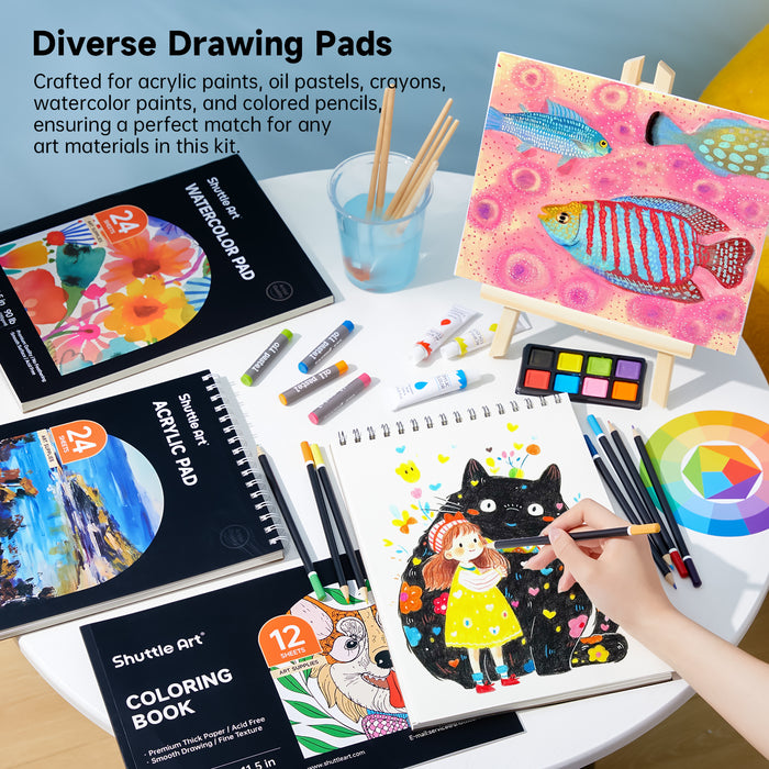 Deluxe Gift Art Kit - Set of 202-Piece, Wooden Art Supplies