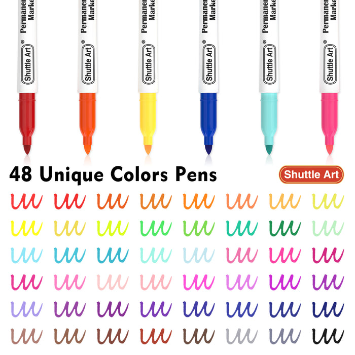 Colored Permanent Markers, Fine Point - Set of 48