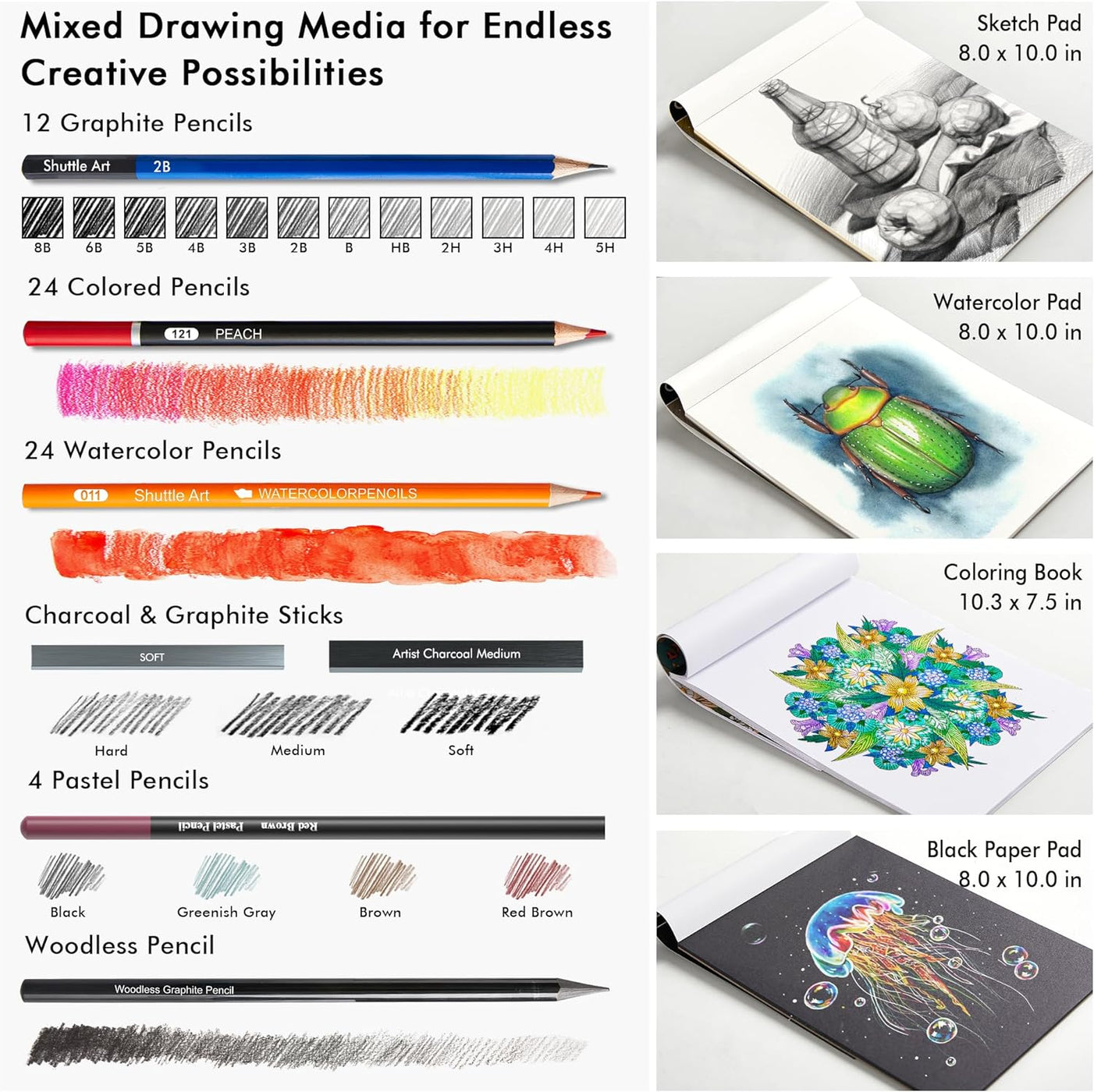 Mini Drawing Kit Drawing Kit - Set of 116 PCS — Shuttle Art