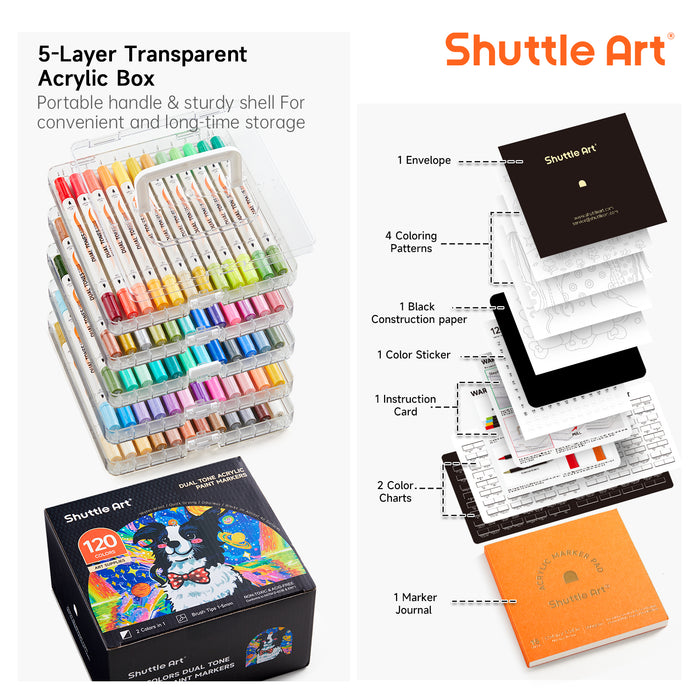 60-Pack Dual-Tone Acrylic Paint Markers Set of 120 Colors Acrylic Paint Pens