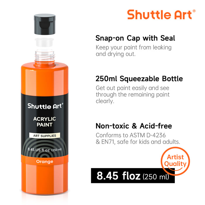 12 Colors Acrylic Paint - Set of 250ml/8.45oz Bottles