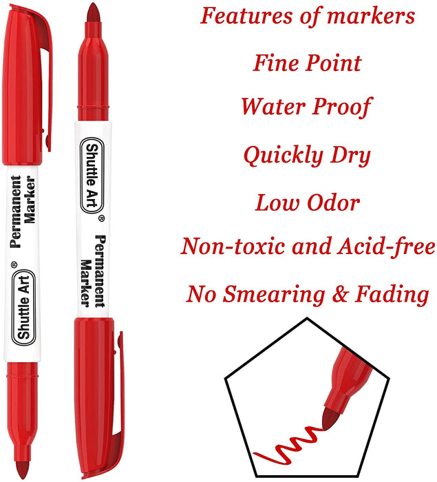 Red Permanent Markers - Set of 30