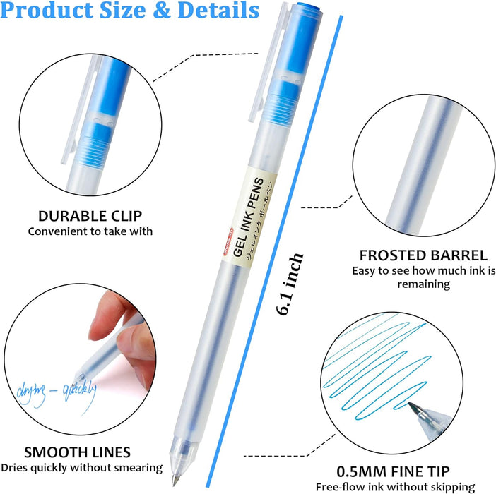 Gel Ink Ball Point Pens - Sewt of 15 Colors