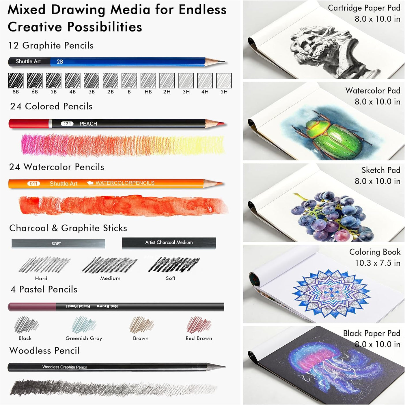 Open Kit Drawing Professional Drawing Kit - Set of 124PCS — Shuttle Art