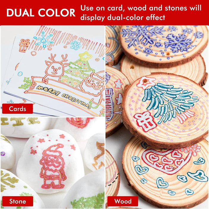Double Line Outline Markers-14 Silver and 14 Gold