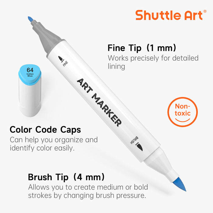 Dual Tip Brush & Fine Tip Art Marker - Set of 89 Colors