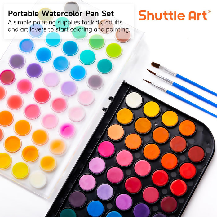 Watercolor Paint, 48 Colors Pan with 13 FREE paint brushes - Set of 61