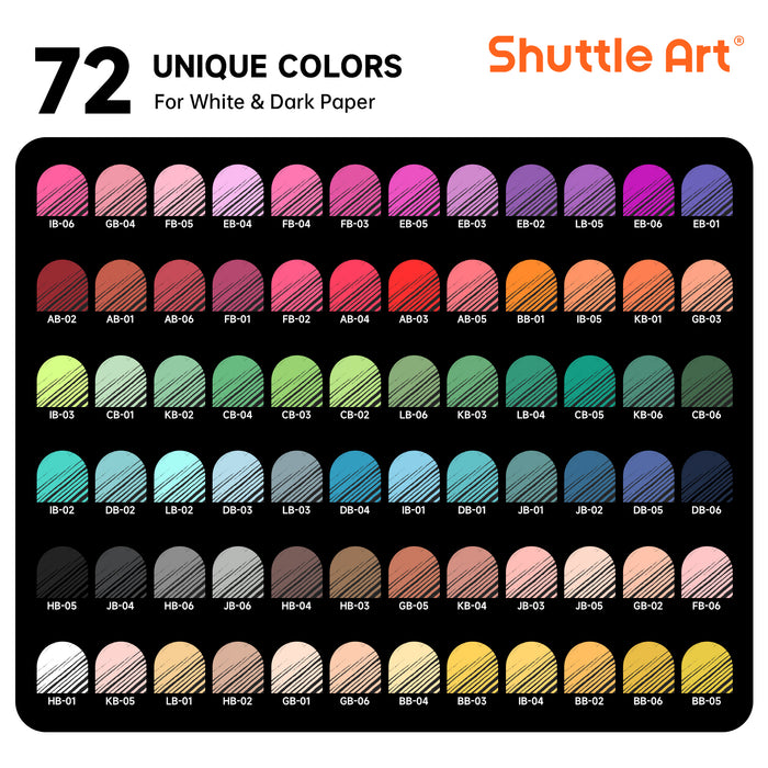 Colored Acrylic Gel Pens,  1.0mm Medium Point - Set of 72 Colors Journaling Pens