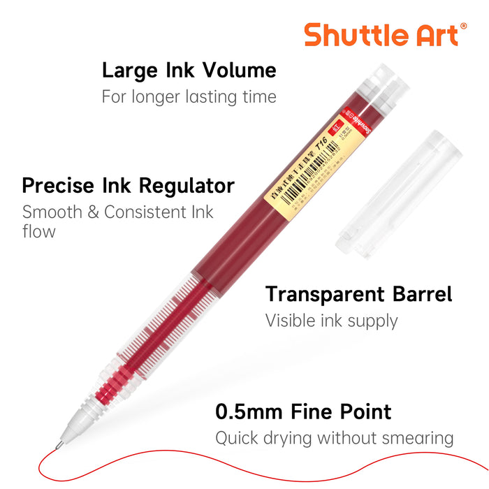 Liquid Ink Rollerball Pens - Set of 10