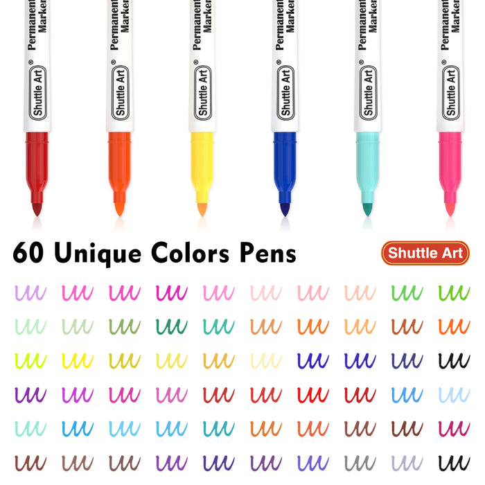 Colored Permanent Markers, Fine Point  - Set of 60