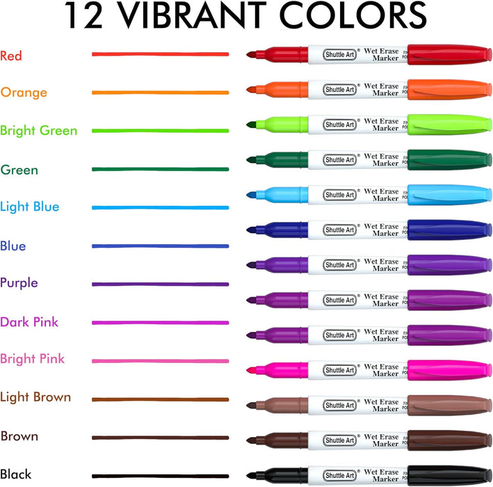USC Assorted Auto Writer Wet Erase Markers - 12-Count Pack (37000) - Paint Markers For Automotive Use