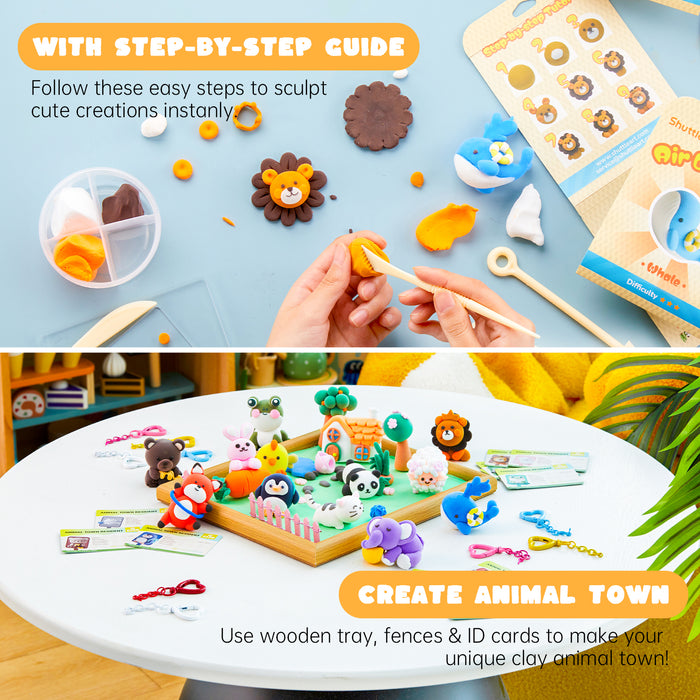 ir Dry Clay for Kids - Zoo Town, 55 PCS Modeling Clay Kit