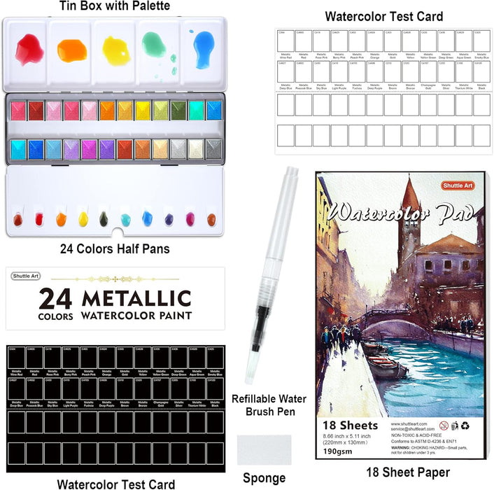 Metallic Watercolor Paints - Set of 24