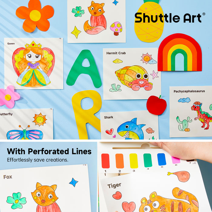 Paint with Water Coloring Book for Kids-25 Animals Themed Pages with 2 Brushes