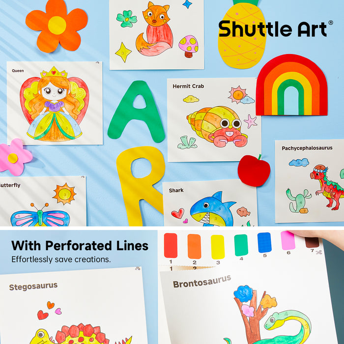 Paint with Water Coloring Book for Kids, 25 Dinosaur Themed Pages with 2 Brushes
