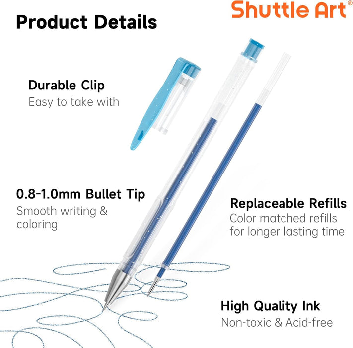 Colored Gel Pens, 180 Colors Gel Pen with 180 Refills - Set of 360
