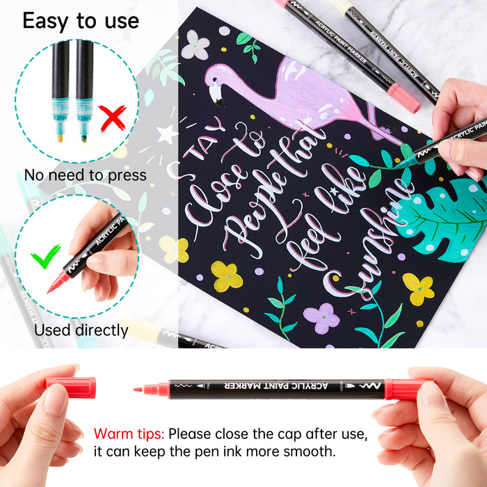 Acrylic Paint Brush Markers, Dual Tip-Set of 60