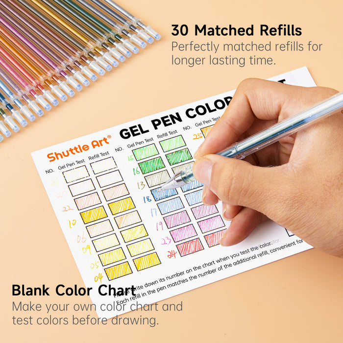 Earth Tone Gel Pens- Set of 30 with 30 Refills