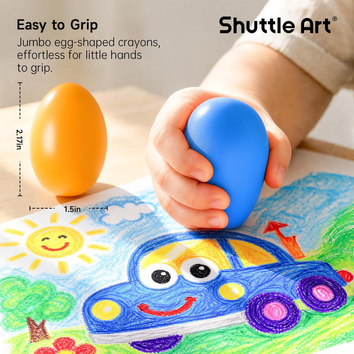 Egg Crayons for Toddlers 1-3, Jumbo Crayons  - Set of 9 Colors