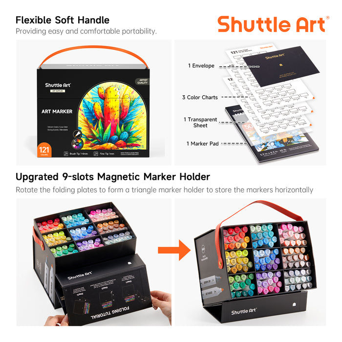 Dual Tip Brush & Fine Tip Art Marker -  Set of 121 Colors