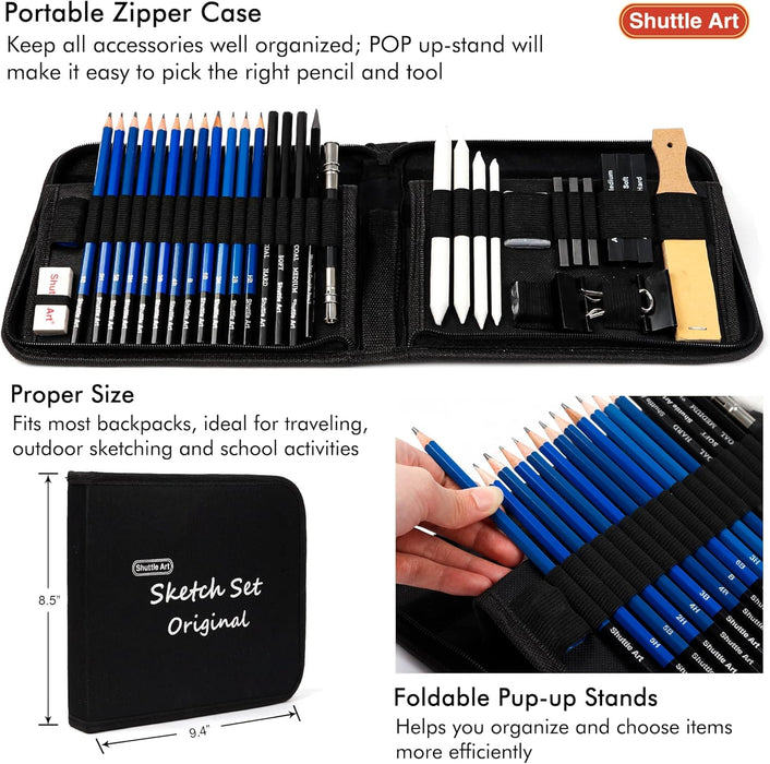 Professional Art Supply Set, Sketching and Drawing - 37 Pieces