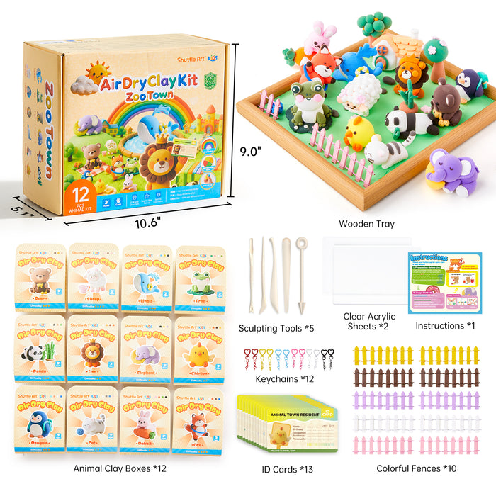 ir Dry Clay for Kids - Zoo Town, 55 PCS Modeling Clay Kit