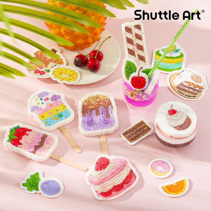 Magic Foam Texture Painting Kit Dessert Series -Set of 105 PCS,24 Dessert Foam Pieces