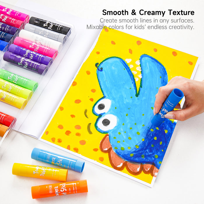 Washable Tempera Paint Sticks, 30 Colors with 1 Drawing Pad - Set of 31