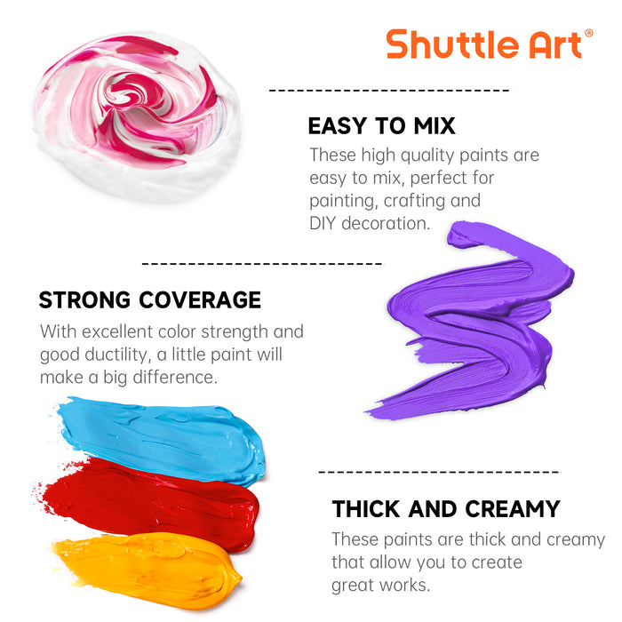 12 Colors Acrylic Paint - Set of 250ml/8.45oz Bottles