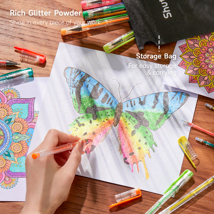 Colored Glitter Gel Pens, 40 Colors Gel Pen with 40 Refills - Set of 80