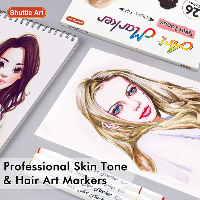 Dual Tip Art Markers- Set of 30 Colors Skin &Hair Tone