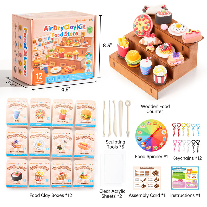 Air Dry Clay for Kids - Food Store, 21 PCS Modeling Clay Kit
