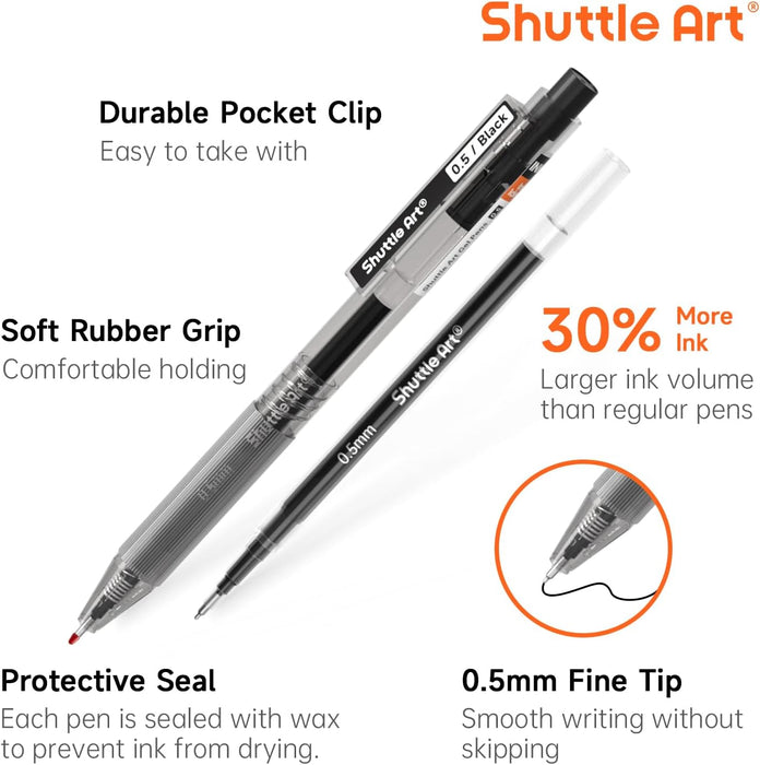 Retractable Black Gel Pens, Ink Glide Series - Set of 60, 0.5mm