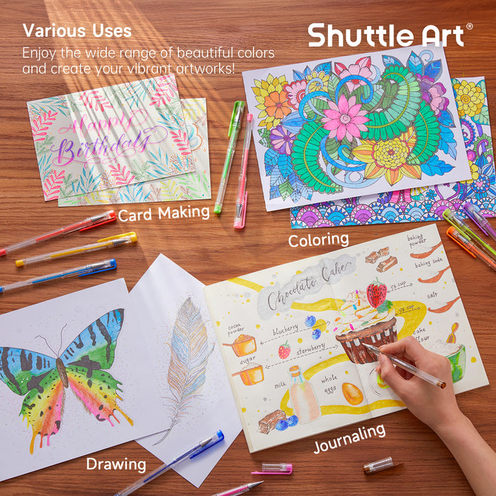 Colored Glitter Gel Pens, 40 Colors Gel Pen with 40 Refills - Set of 80