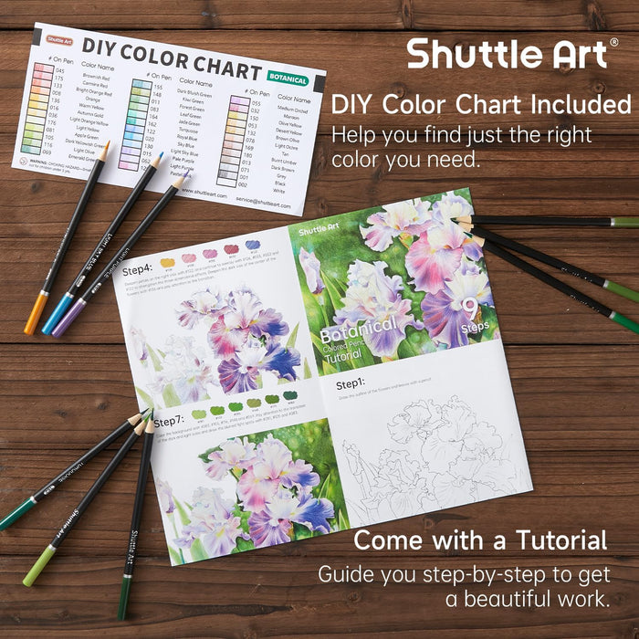 Colored Pencils, Botanical Themed - Set of 36