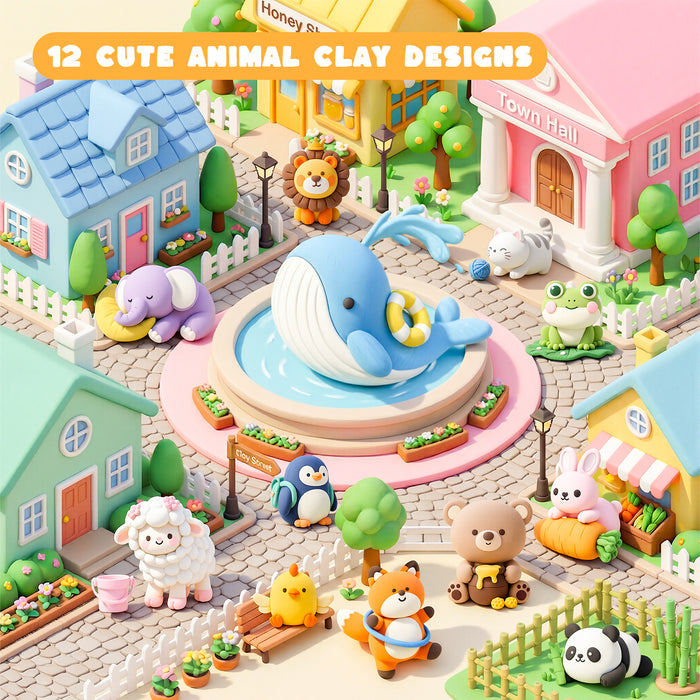ir Dry Clay for Kids - Zoo Town, 55 PCS Modeling Clay Kit